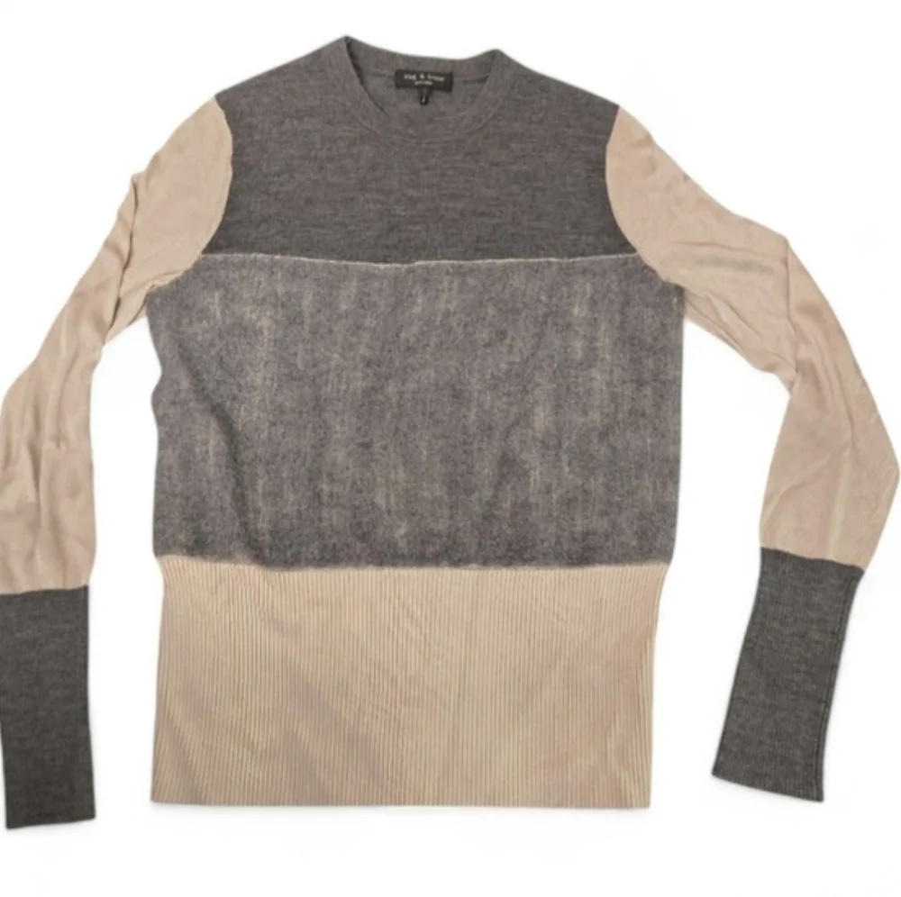 Rag & Bone Women’s Size Small Sweater Preppy Colorblock Crewneck Knit Top - Picture 9 of 9